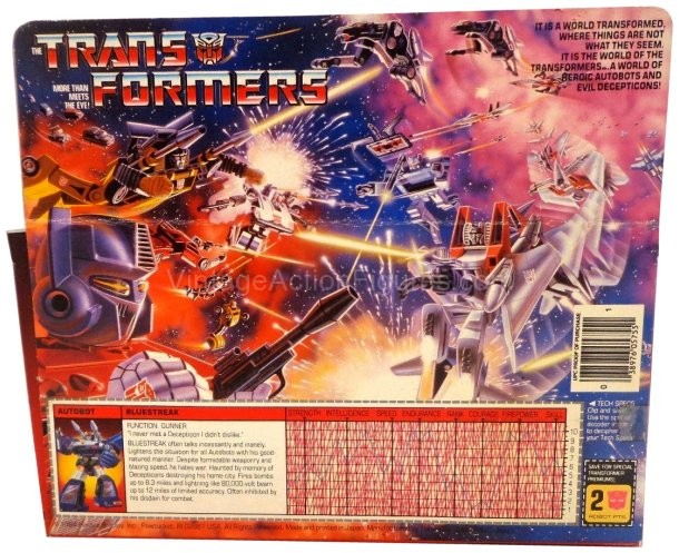 Bluestreak Transformers G1 Box Back